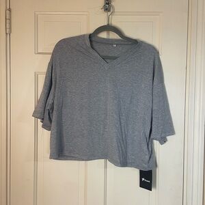 Ficerd Bundle Of 2 Women's V-Neck T Shirts, Short Sleeve Cotton XL Blue/Gray NWT